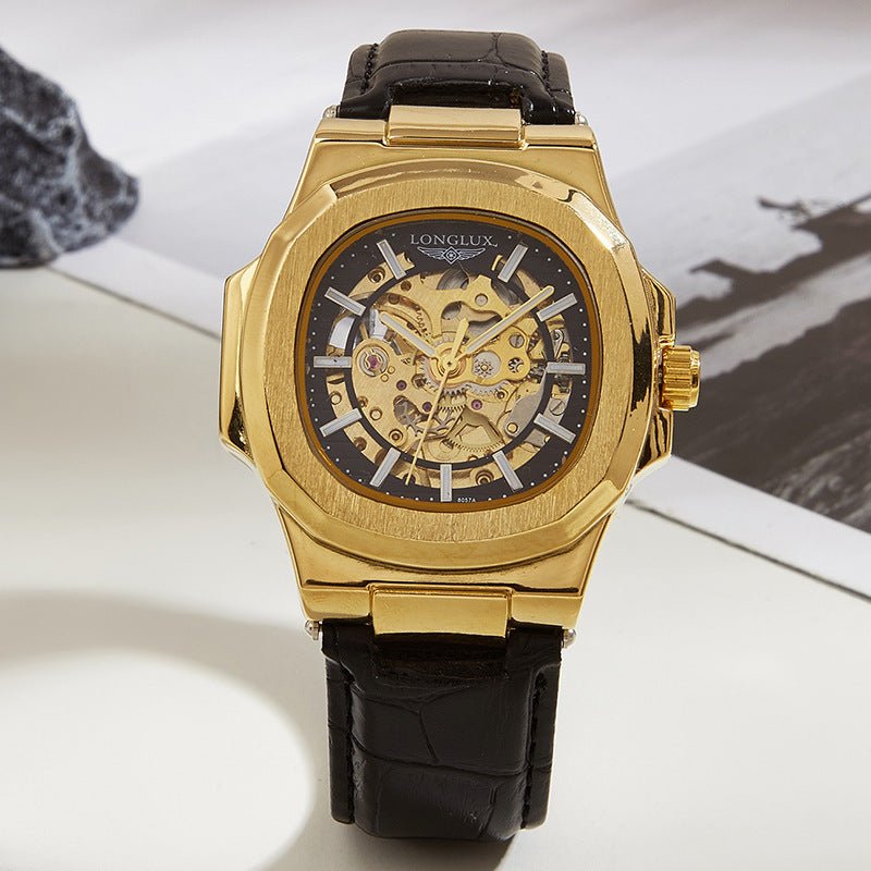 Leather Belt Men's Waterproof Mechanical Watchv